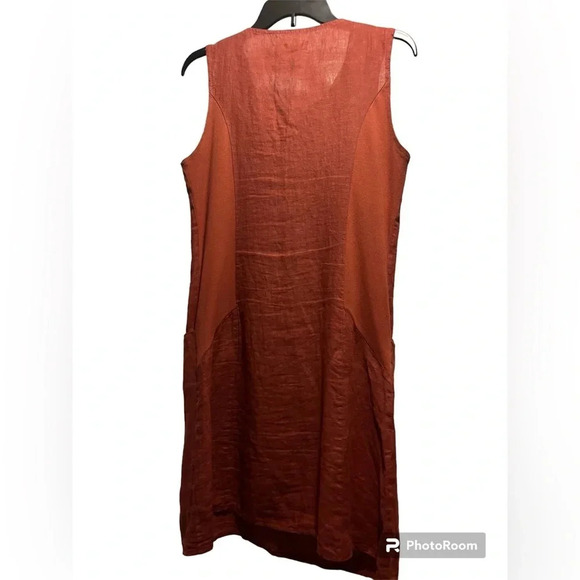 Lina Tomei Linen Beaded Embellished Dress Made in Italy - Picture 6 of 11